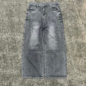 Pearl Embellished Wide Leg Denim Jeans Size 34x30 Statement Pants crazy cool